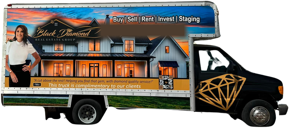 The Black Diamond Real Estate Group branded moving truck