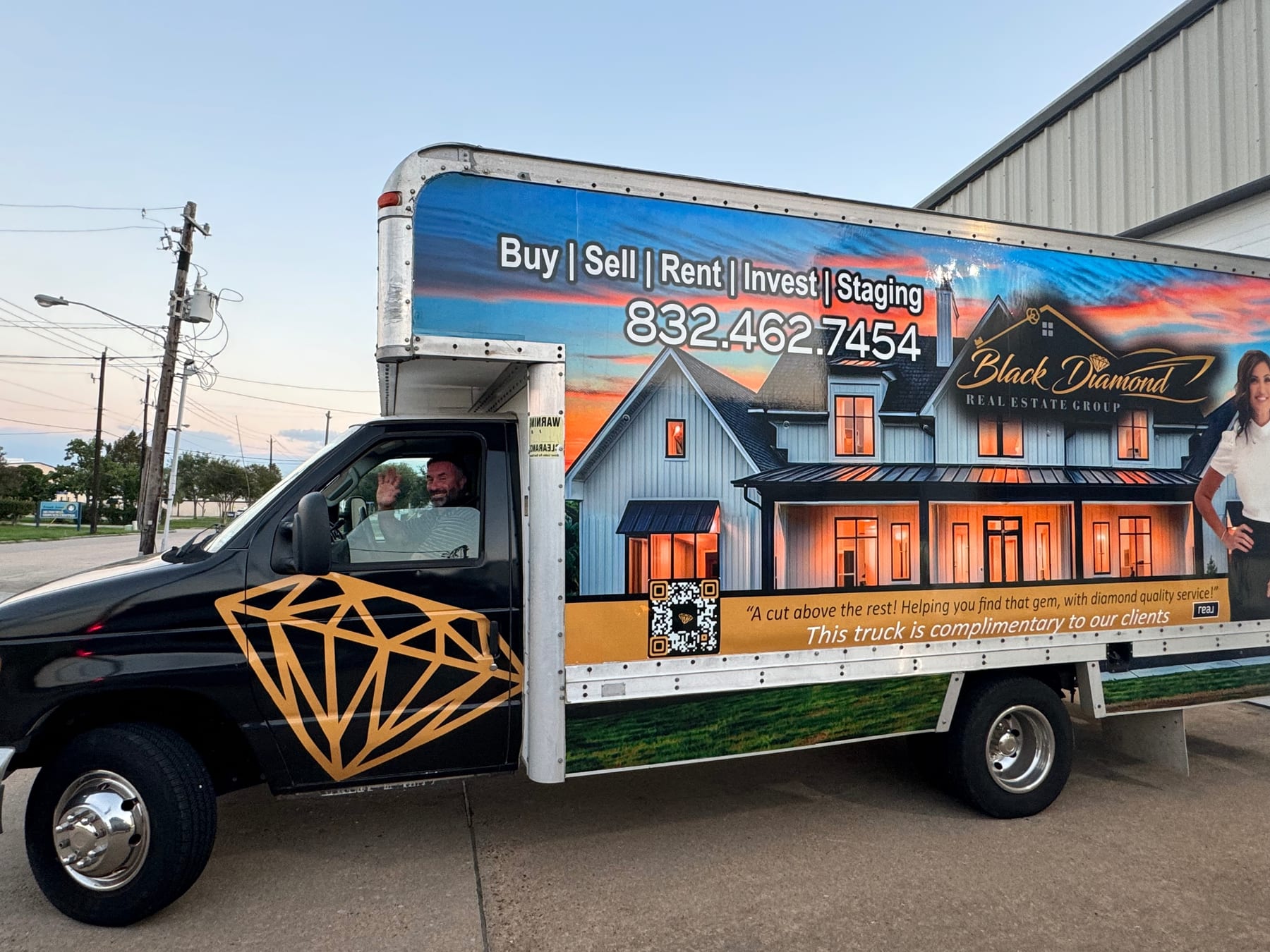 The Black Diamond Real Estate Group branded moving truck